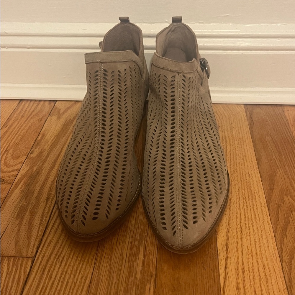 Vince Camuto Taupe Cut-Out Ankle Boots